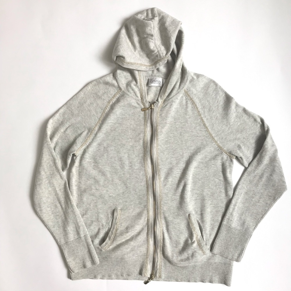 Zenergy by Chico’s Hooded Zip Cardigan Sweater Size 1 M